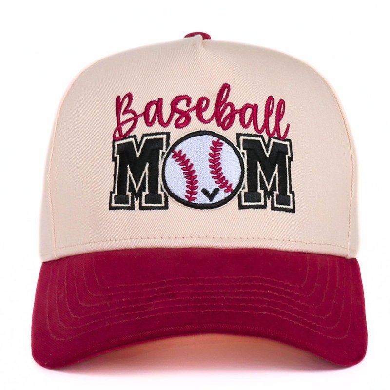 InnoBeta Baseball Mom Gifts Cap, Funny Adjustable Embroidered Hat Gifts on Mother's Day, Birthday, Christmas, Red-Beige