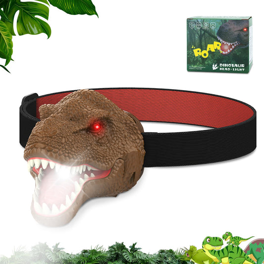 Nitigo Dinosaur Headlamp for Kids Flashlight Led Headlights Roar & Silent Mode, T-Rex Dinosaur Toys, Camping Gear, Gifts for Boys Girls Adults