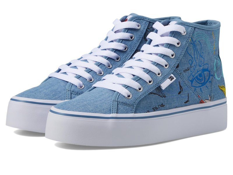 DC Women's Manual Hi Platform Skate Shoe Heather Dark Denim 5