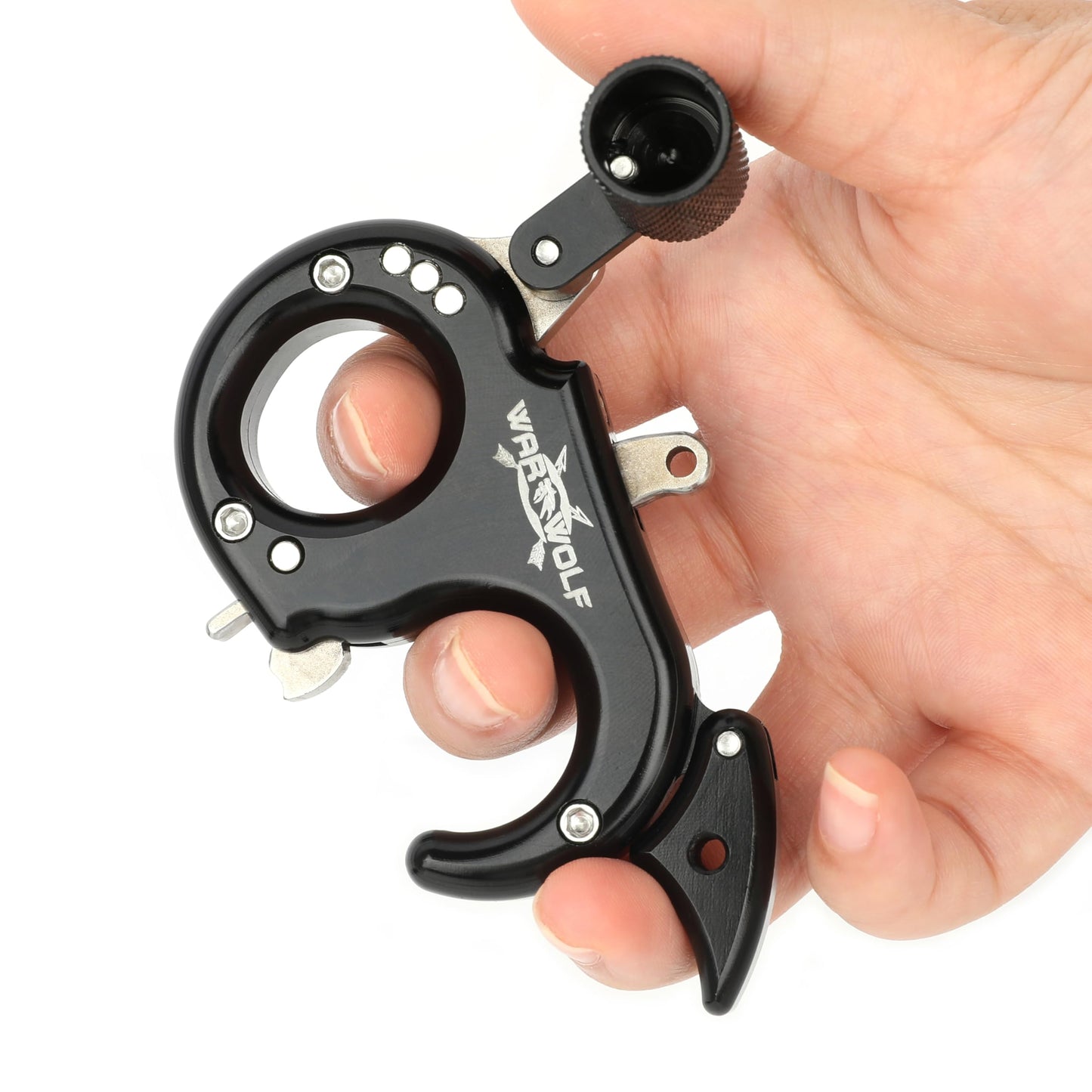 Compound Bow Release 2/3 Fingers Adjustable Aid Thumb Release Trigger Left/Right Handed for Compound Bow Hunting Shooting Accessories (Black)