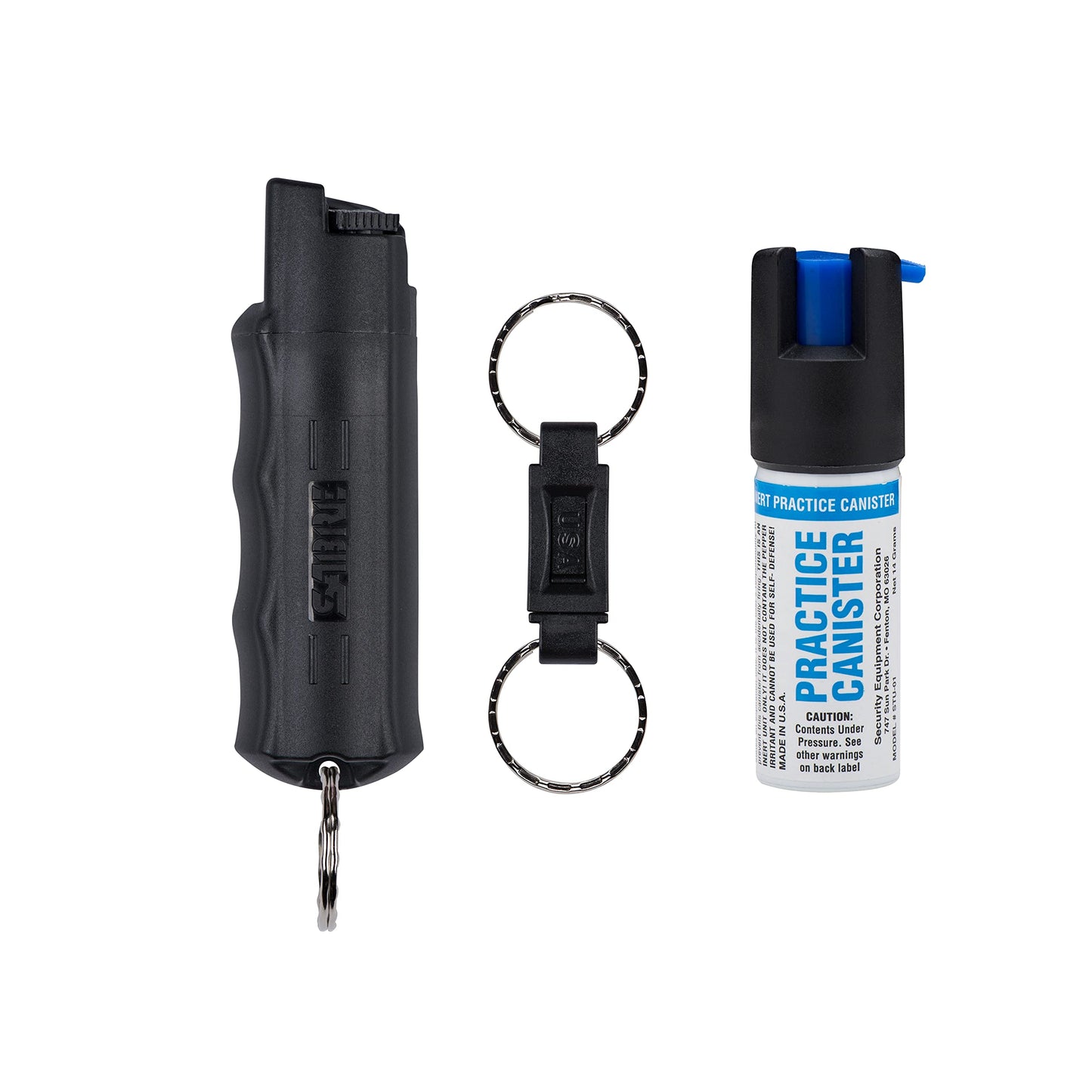 SABRE 3-in-1 Defense Spray – Pepper Spray, Tear Gas & UV Dye, Quick Release Keychain for Easy Carry, Finger Grip for Aim, 3X Longer Spray Time (Up to 10 Seconds), Max Police Strength, 0.54 fl oz
