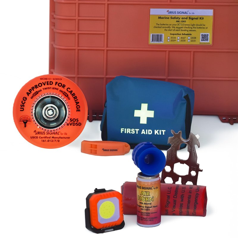 Sirius Signal MK-1001 Boating Safety and Emergency SOS Kit - Complete Visual, Audible, and First Aid System - USCG Approved