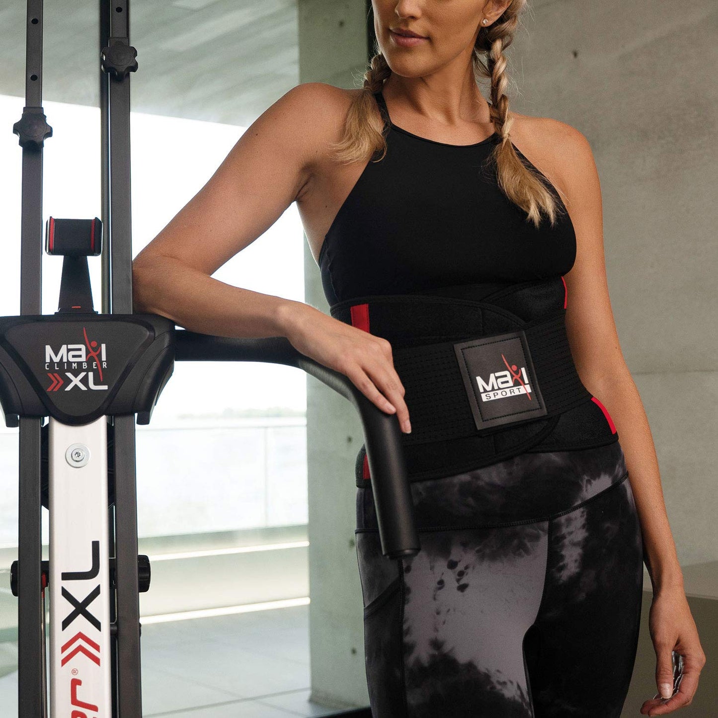 MaxiClimber MaxiSport Waist Trimmer Belt, S/M - Fitness Waist Trainer, Cincher, Sweat Band Increases Perspiration and Supports the Lower Back to Maximize Your Workouts Black