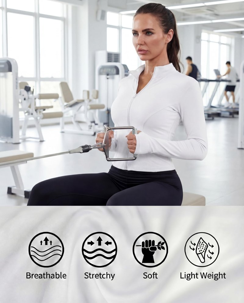 Shyyween 3 Pack Women's Workout Jacket Slim Fit Cropped Jacket Zip up Athletic Tops with Thumb Hole Running Gym Yoga(Black, Blue, White,M)