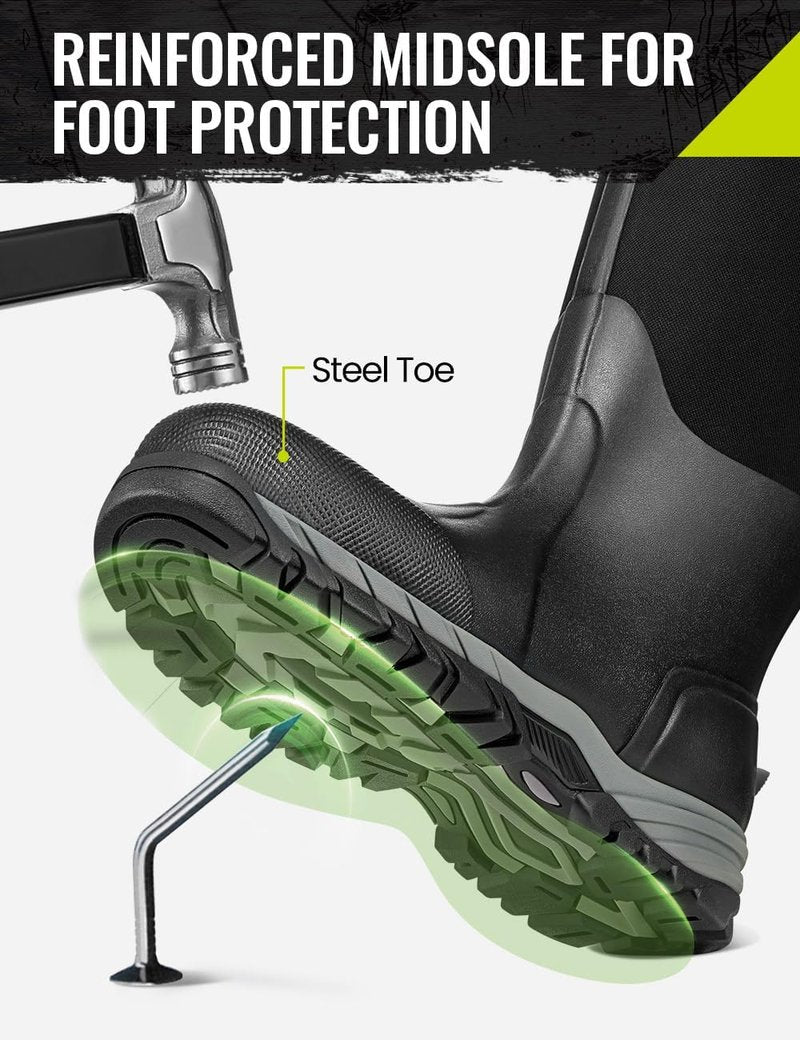TIDEWE Men's Work Boots - Durable Waterproof Design | Sizes 7-13, Black