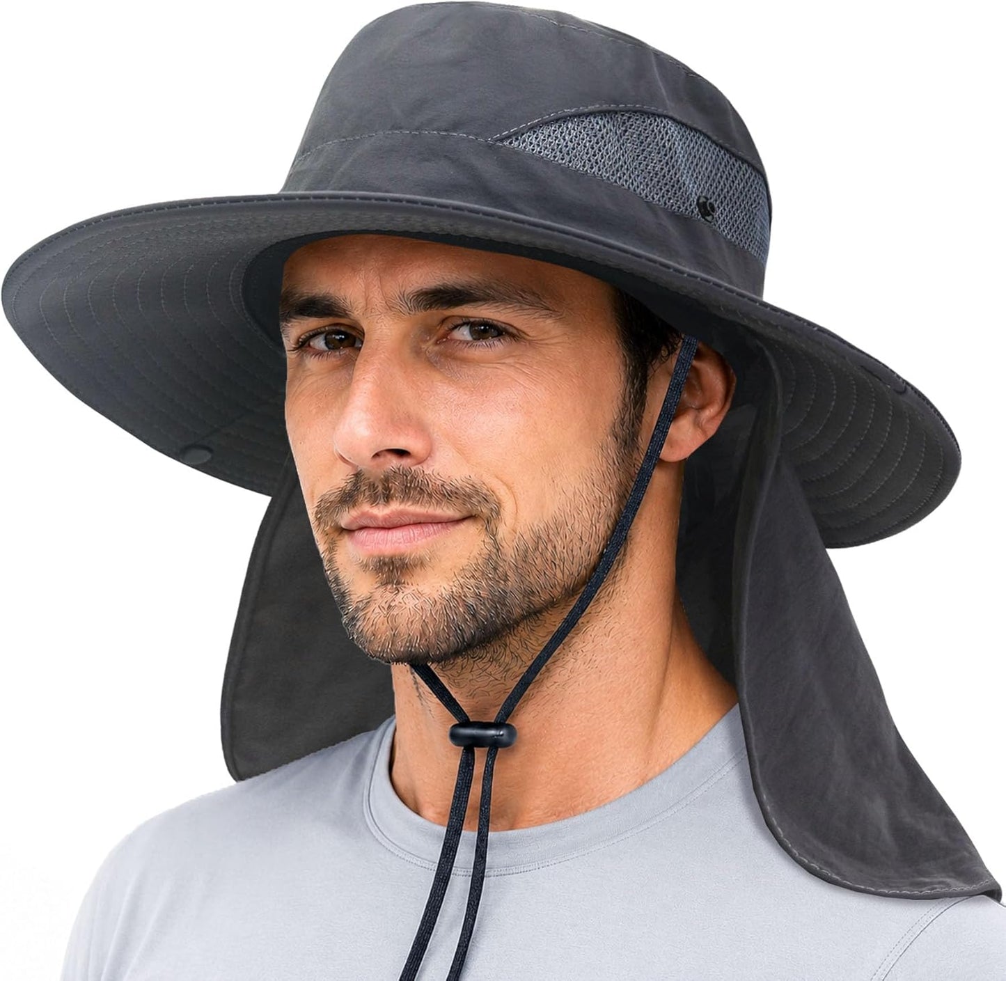 PFFY Sun Bucket Hat - UV Protection Fishing Hat for Men & Women | Wide Brim Beach Safari with Neck Flap