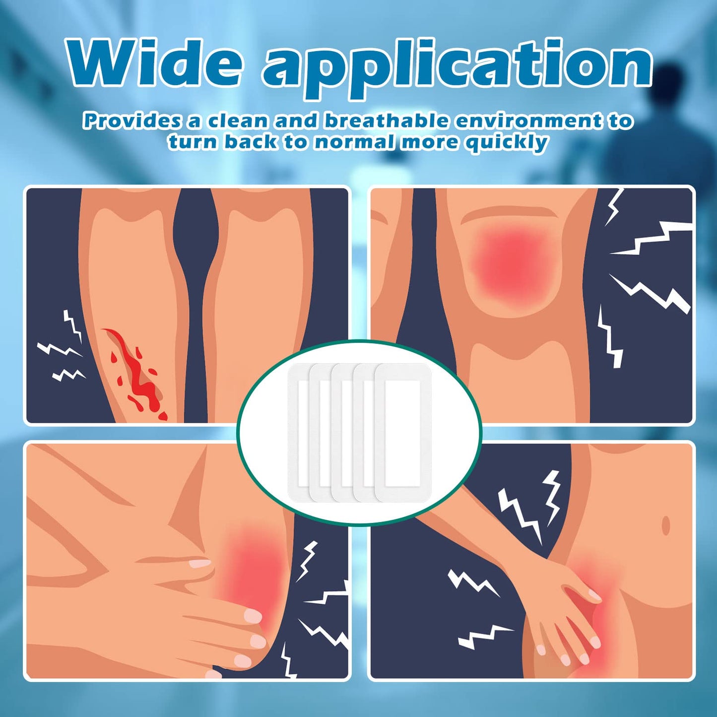 15 Pcs Bordered Gauze Pad Aseptic Island Dressing 4 x 10 Inch Wound Bandage with Adhesive Border Non-Stick Pad in Center Breathable Patches Post Shower Individually Packed for Wound Care First Aid