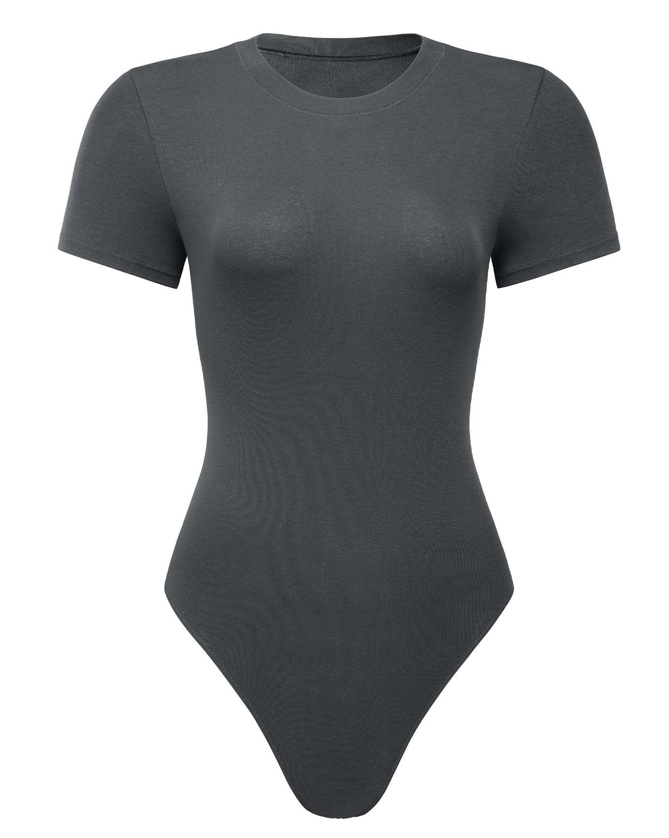 AUROLA Everyday Crew Neck Bodysuits Shirts,Going Out Short Sleeve Casual Basic Stretchy Fashion One Piece,Grey Nights,S