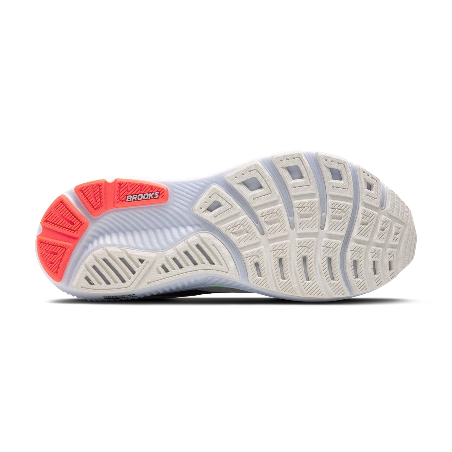 Brooks Men’s Ghost 17 Neutral Running Shoe - White/Pink Clay/Gecko - 8 Medium