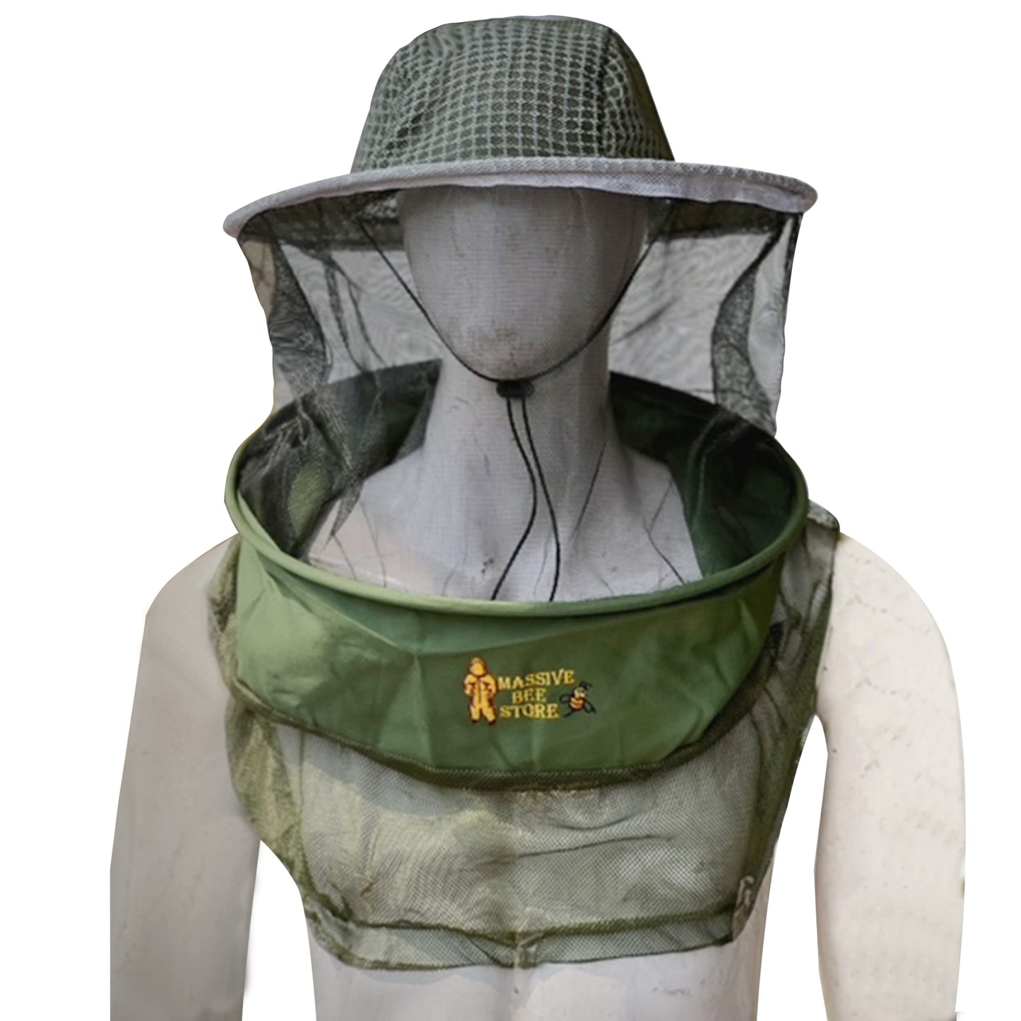 Massive Bee Store Three Layer Ventilated Beekeeping Veil in Round (3-Layer Hat, Olive Green)