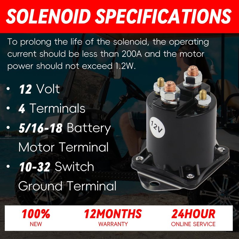 TXRXIZ Golf Cart Solenoid 12V Solenoid Relay Compatible with Club Car DS & Precedent 1984-up Gas Golf Cart 4 Terminal Starter Relay Replaces Part Number 1013609 435-154 1012275 1117 LPL6003