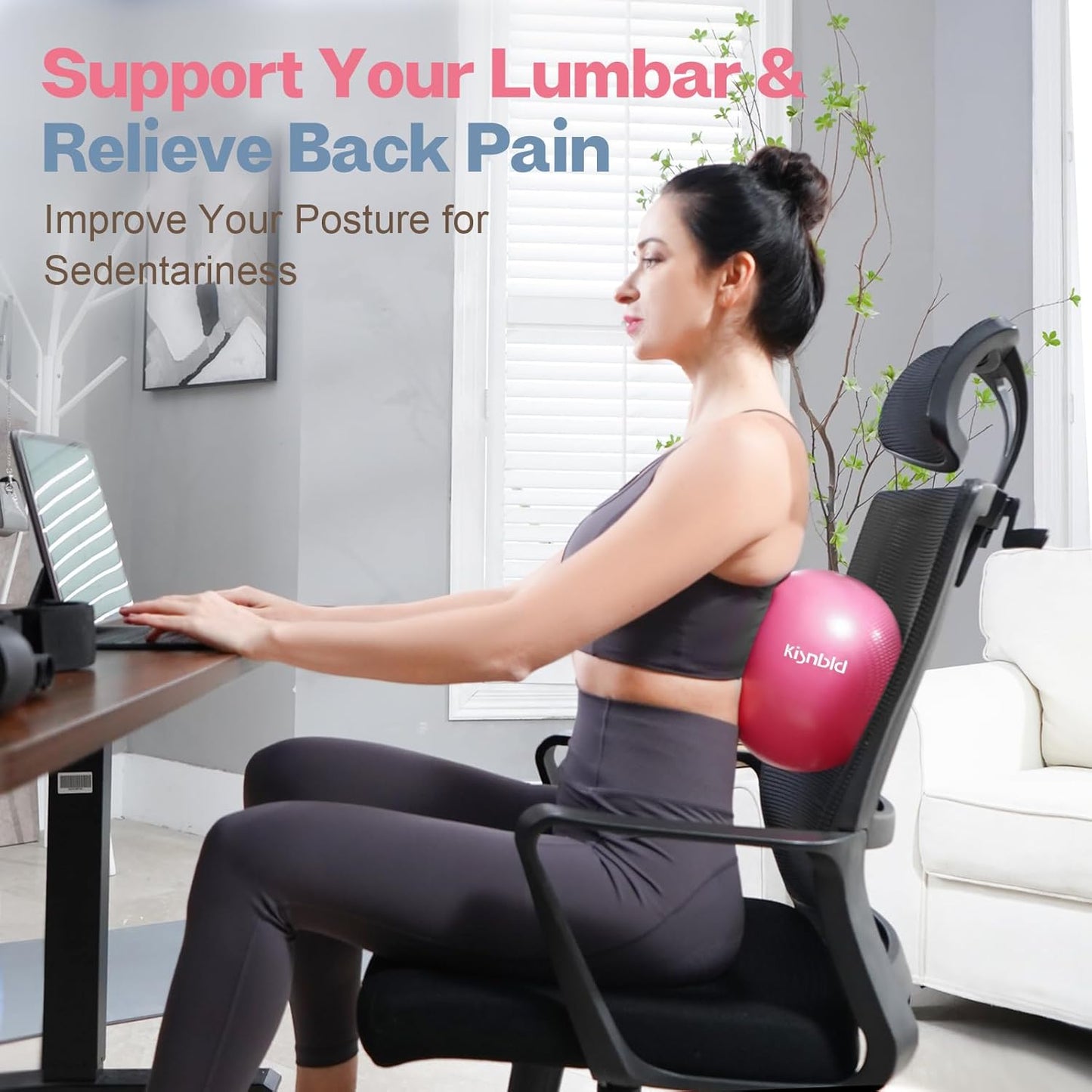 Mini Pilates Ball - 9 Inch Anti-Burst & Slip-Resistant Exercise Ball for Stability, Fitness, and Core Strength Workouts