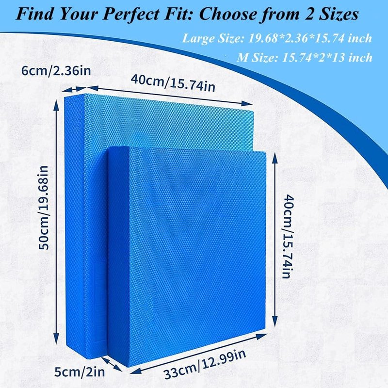 High-Density Balance Pad, Extra Large Balance Pad for Physical Therapy, TPU Foam Balance Board for Rehabilitation Stability Workout Knee and Ankle Exercise (Blue, 19.69 * 15.7 * 2.36inch)