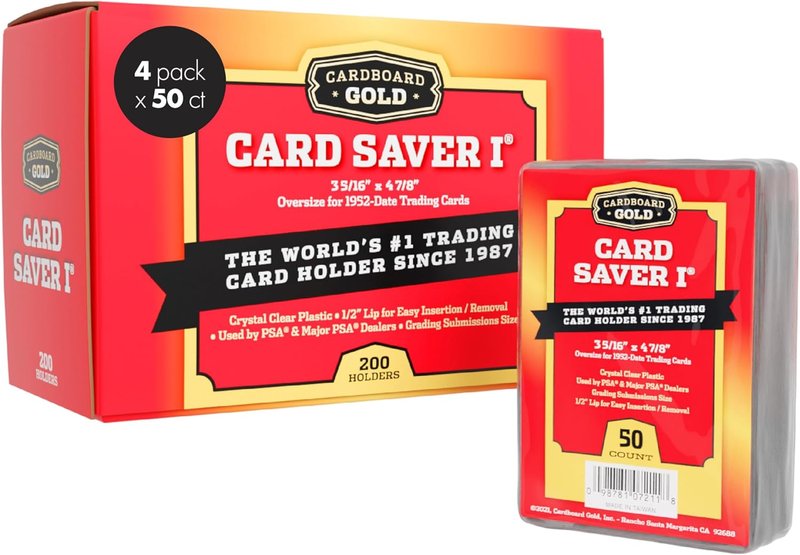 Gold Card Saver - 200 Count Semi-Rigid Card Holders for Trading Cards | PSA-Approved Protectors for Baseball & Sports Cards
