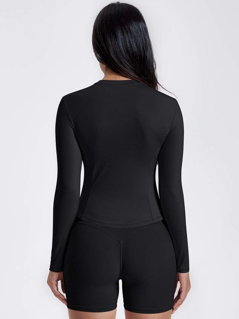 GYM RAINBOW Long Sleeve Workout Tops for Women Slim Fit Running Yoga Top Breathable Soft Gym Running Underscrubs Top Tight(#1 Black,Medium)