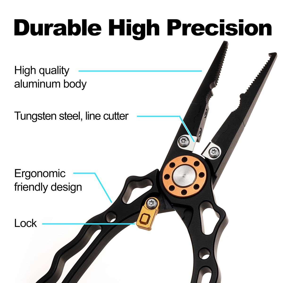 7.5 Inch Fishing Pliers and Gripper, Cuts Braided and Fluorocarbon Lines, Hook Remover, Split Ring Multifunctional Fishing Pliers for Ocean Fishing, Fly Fishing, Ice Fishing Tool, Gift for Fishermen