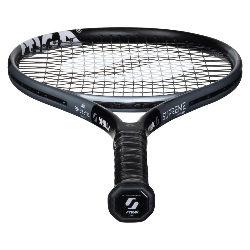 STIGA Tennis Racket Supreme 26 JR, Lightweight Pre-Strung Speed Racket for Junior Tennis Players (9-12yrs), Black/Light Blue, Grip Size 0