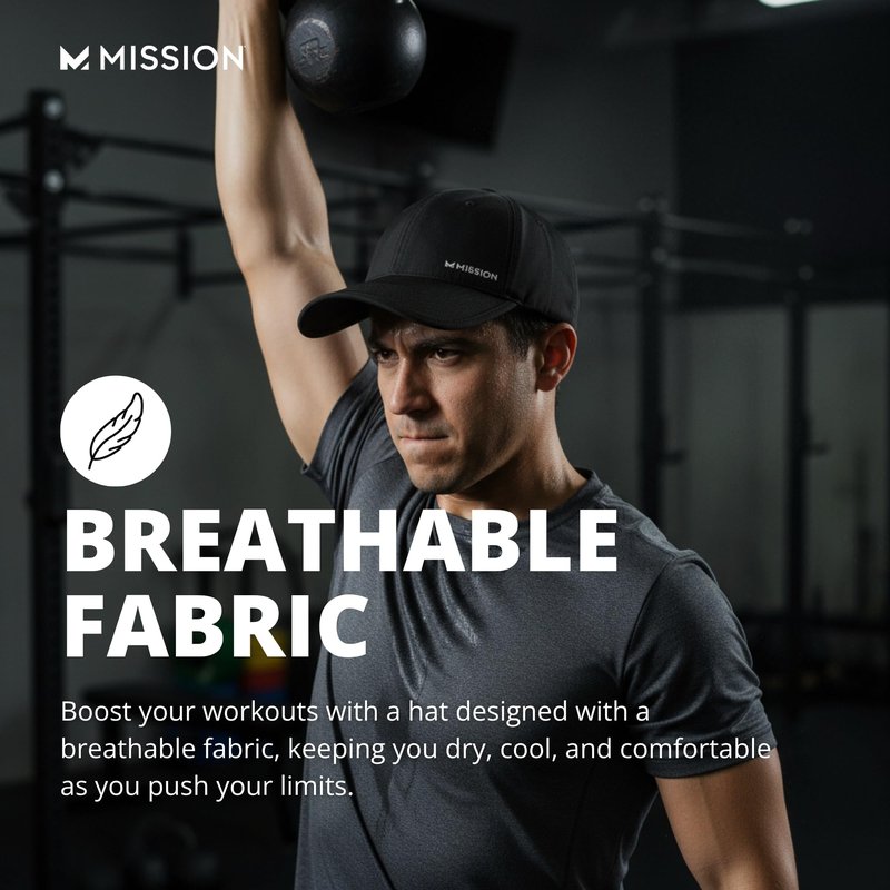 MISSION Cooling Performance Hat, Unstructured Low-Profile Adjustable Fit - UPF 50 - for Running, Workouts & Outdoors (Charcoal)