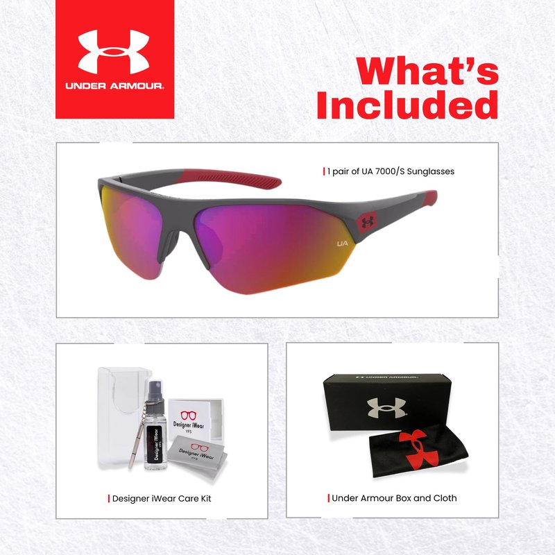 Under Armour UA7000 Instinct 0IXN/50 69MM White Orange/Blue Gradient Wrap Around Sunglasses for Youth (For girls For boys) +BUNDLE with ACCESSORY EYEWEAR KIT
