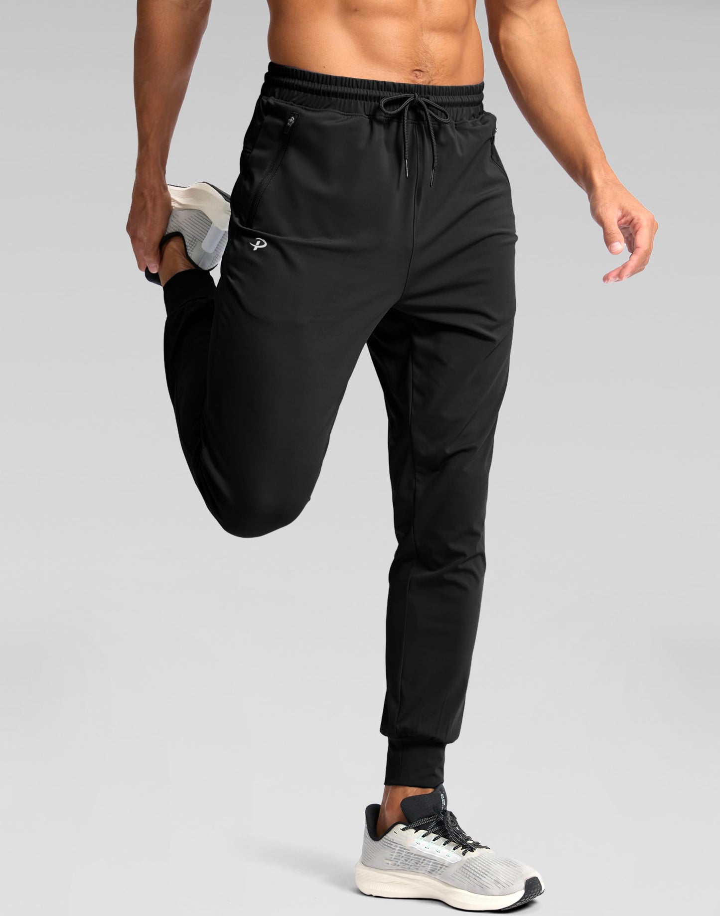 Pudolla Joggers for Men Lightweight Sweatpants with Pockets Athletic Pants for Men Gym Sweatpants Men Workout Pants(Black L)
