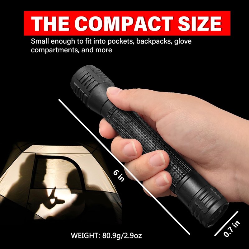 TotaLohan High Lumens Zoomable LED Flashlight, 3 Modes, AA Battery Powered – Powerful for Camping, Outdoor, and Emergency Use,2-Pack