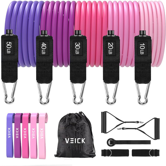 VEICK Resistance Bands, Exercise Bands, Workout Bands, Resistance Bands for Working Out with Handles for Men and Women, Exercising Bands for Fitness Weights Work Out at Home