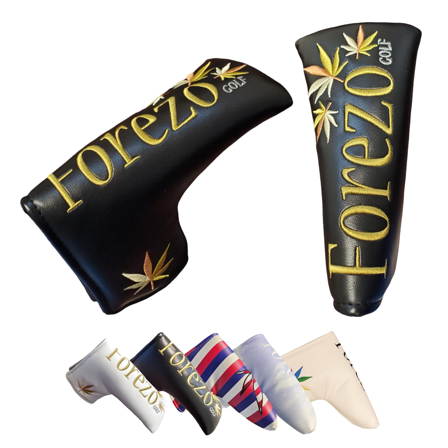 Fore-20 Golf Putter Headcover Green Lifestyle – Black Gold Magnetic Blade Cover with Soft Lining Padding – Leatherette Club Cover Fits Most Standard Putters – Snug & Style-Forward Head Cover