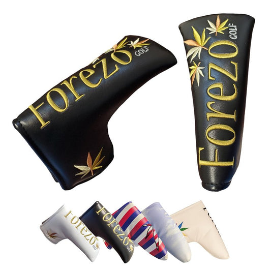 Fore-20 Golf Putter Headcover Green Lifestyle – Black Gold Magnetic Blade Cover with Soft Lining Padding – Leatherette Club Cover Fits Most Standard Putters – Snug & Style-Forward Head Cover
