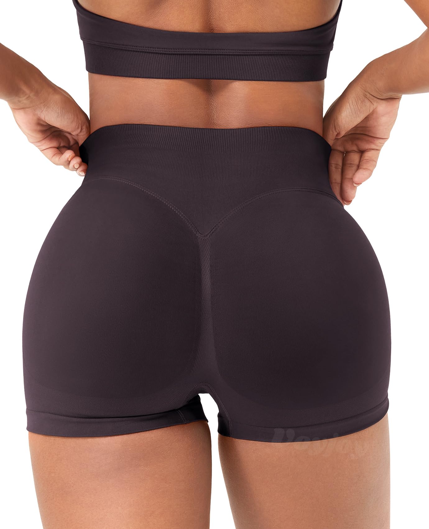 VOYJOY Women Workout Impact Shorts 2.5"/ 3.6"/ 4.5"/ 6" Scrunch Butt Lifting Gym Seamless Booty Biker Shorts Dark Brown