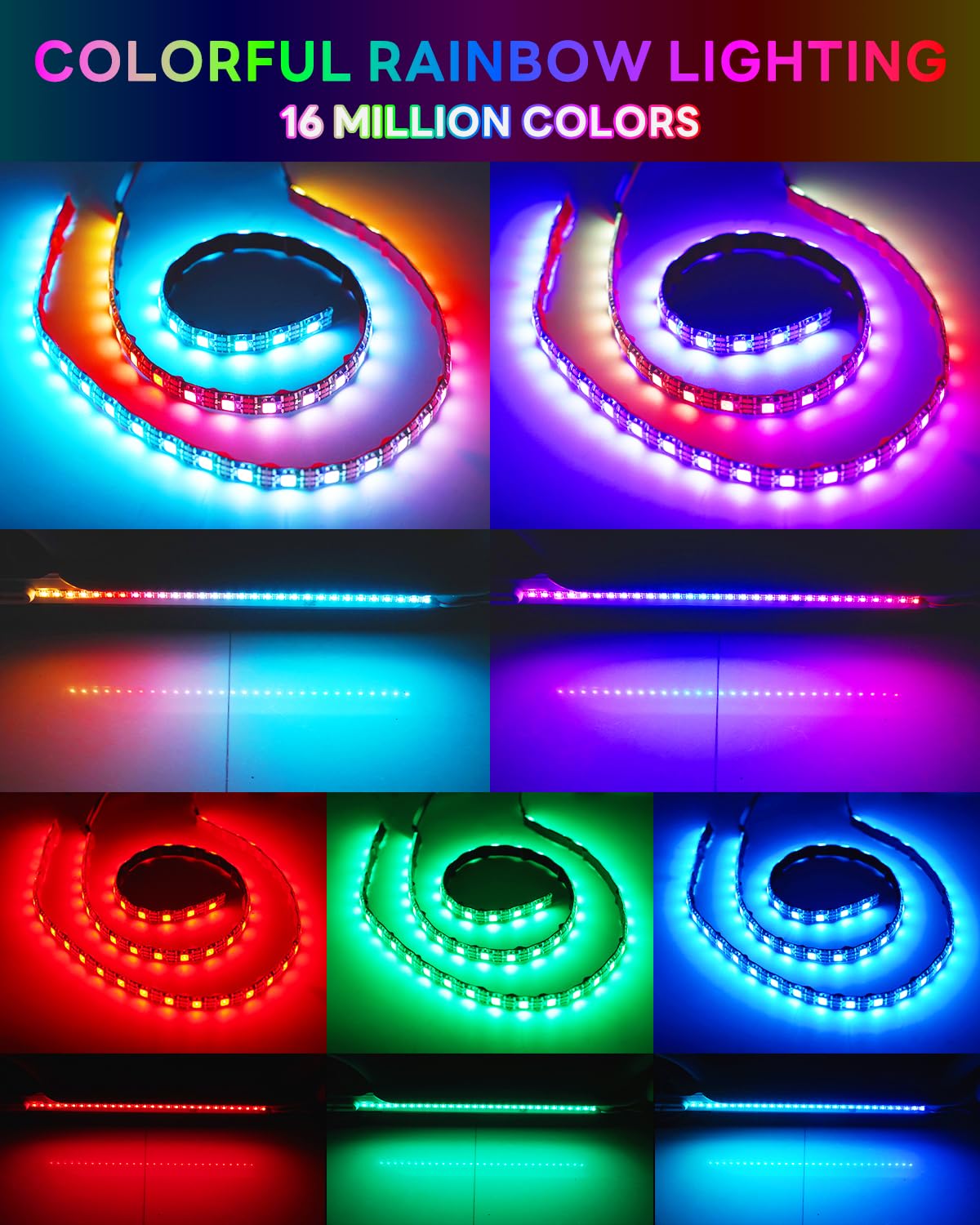 Miisiya Scooter Lights for Night Riding, Electric Scooter Led Strip Lights APP Control RGBIC for Scooter Lights Bicycle Skateboard