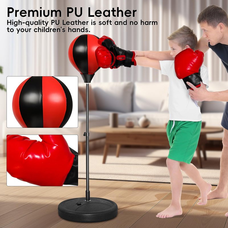 Punching Bag for Kids, Boxing Bag for 3-8 Years Old, Punching Bags with Height Adgustable Stand, Kids Boxing Set with Gloves, Sport Toy for Boys & Girls