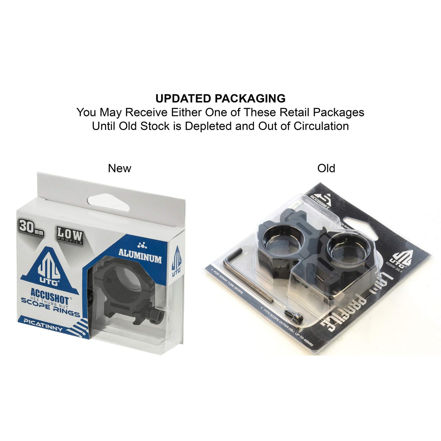 UTG 30mm/2PCs Low Profile Picatinny/Weaver Rings