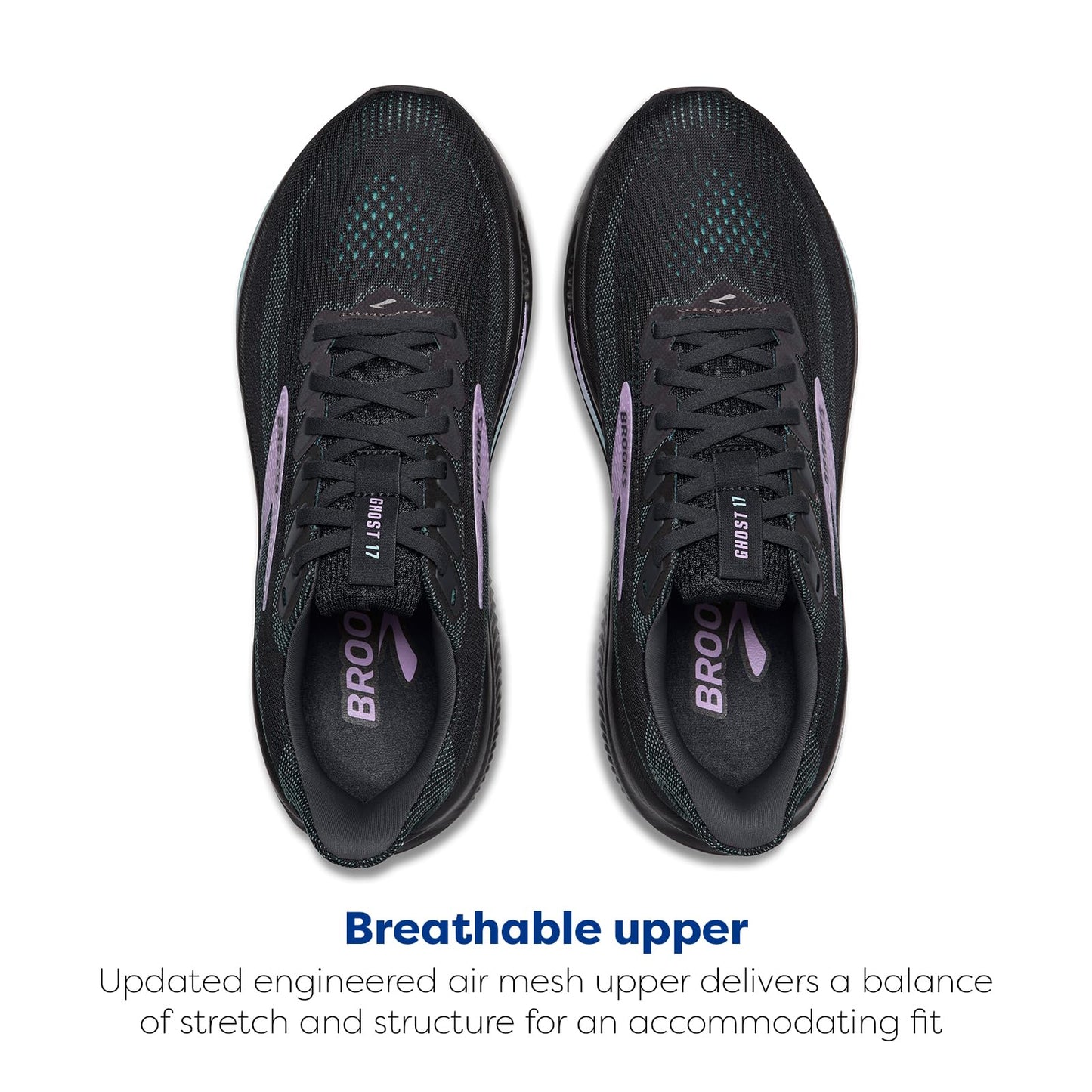Brooks Women’s Ghost 17 Neutral Running Shoe - Grey/Clearwater/Purple - 8 Wide
