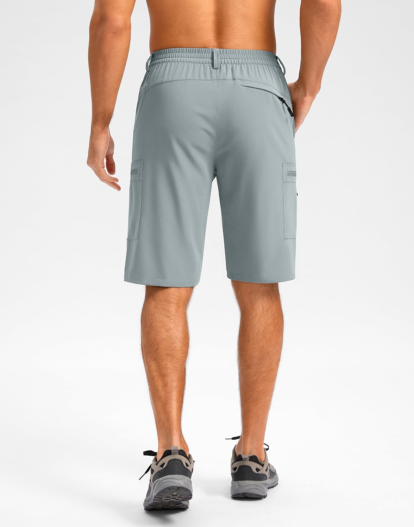 Pudolla Men's Hiking Shorts 11" Lightweight Cargo Work Shorts for Men Summer Travel Golf Casual Outdoor with 5 Pockets(Light Grey Medium)