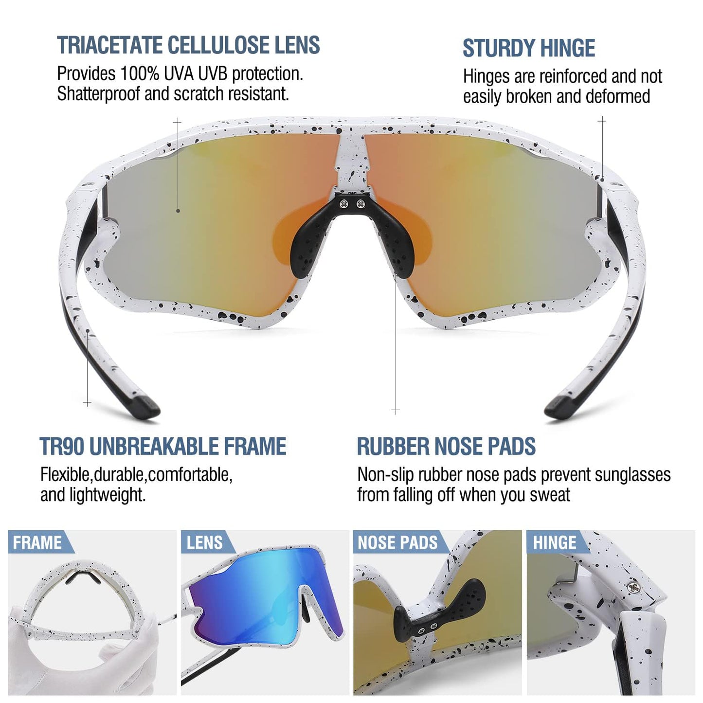 DUCO Kids Youth Baseball Sunglasses for Boys Girls Age 8-16 Polarized UV400 Protection Sports Cycling Glasses DK268