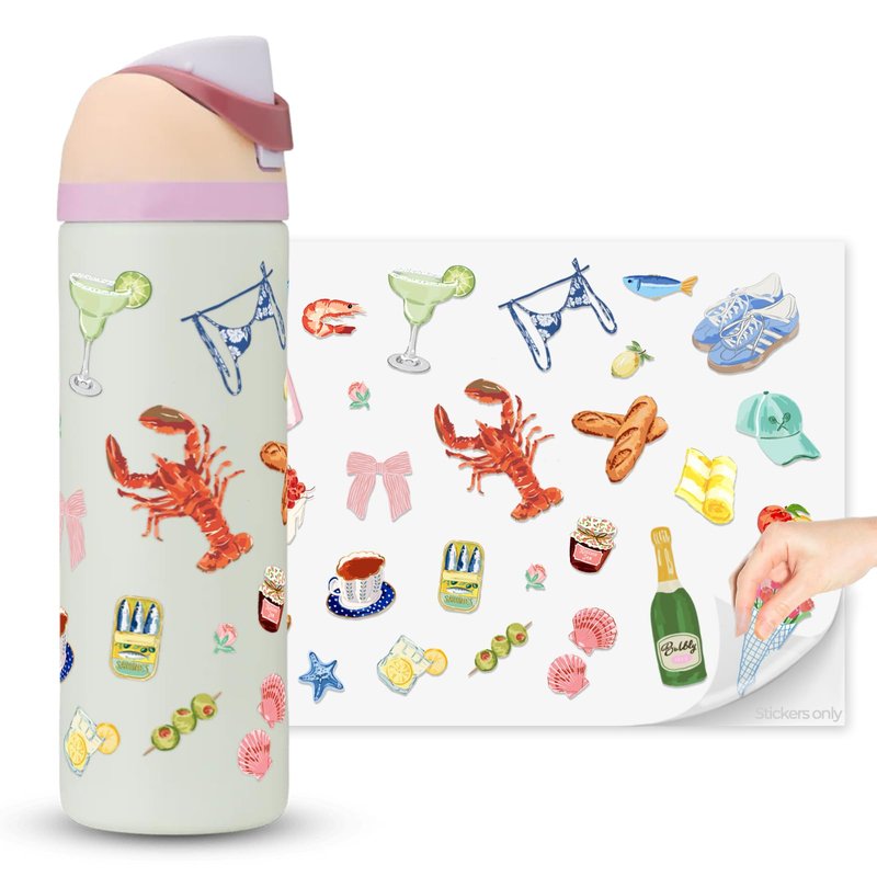 Kaitiaki Stickers for Owala FreeSip 24oz, UV Transfer Waterproof Durable Decals Inspired by Urban Outfitters x Owala Water Bottles, Cute Custom Bottle Decorations, Dishwasher Safe (Picnic Dreams)