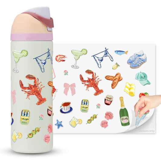 Kaitiaki Stickers for Owala FreeSip 24oz, UV Transfer Waterproof Durable Decals Inspired by Urban Outfitters x Owala Water Bottles, Cute Custom Bottle Decorations, Dishwasher Safe (Picnic Dreams)