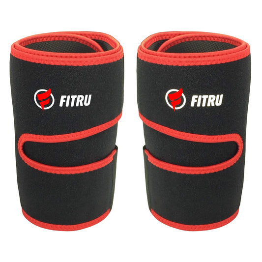 Fitru Premium Thigh Trimmers for Men & Women - Body Wrap Sauna Waist Trainer for Your Legs (Red, M: 31" X 8")