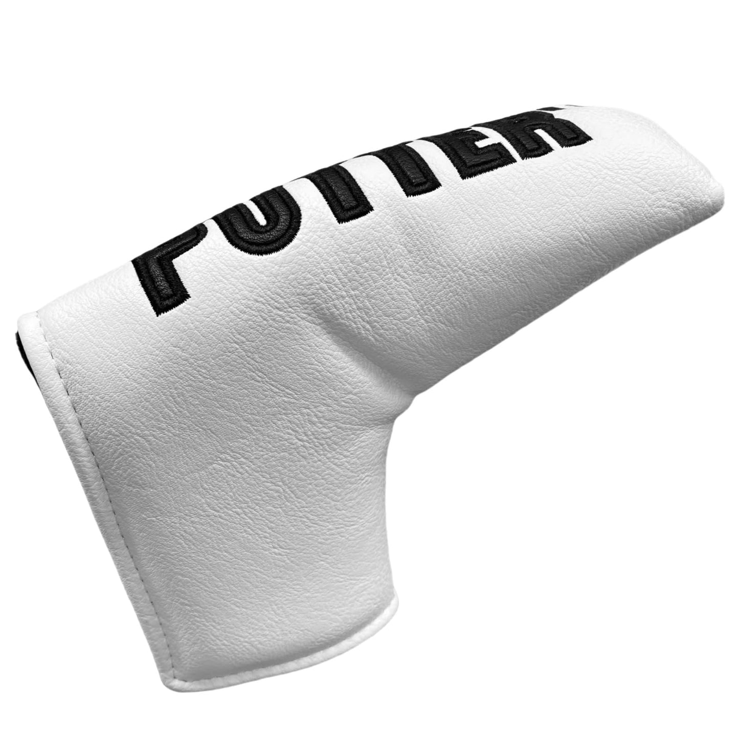 Golf Blade Putter Head Cover Headcover Magnetic Letter Putter Golf Headcover - White Synthetic Leather Putter Cover Gifts for Men Golfers