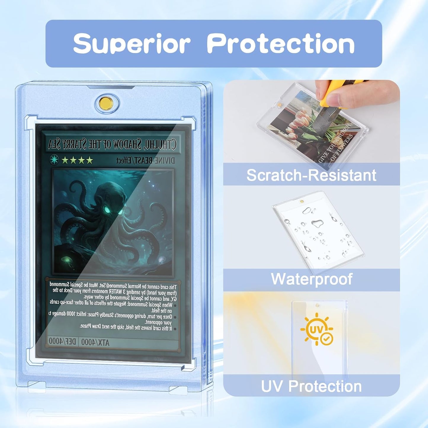 Magnetic Card Holder - 6ct One Touch U-V Protection Hard Plastic Sleeves for Trading & Sports Cards | Standard Size