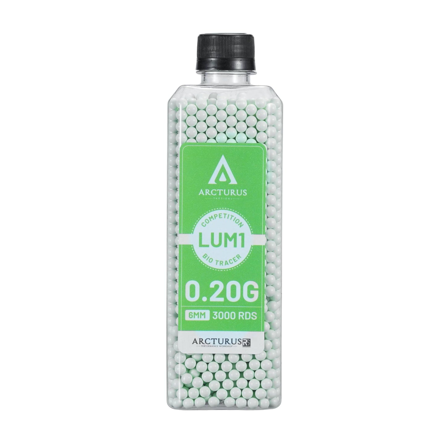 Arcturus Tactical Polished Competition Lumi Bio Tracer Match Grade Airsoft Pellets BBS Ammo 0.20g-0.32g, 3000 Rounds (.20g)