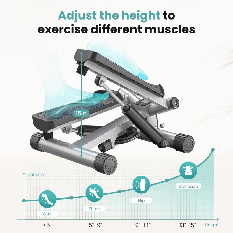OLIXIS Stepper for Exercise, Stair Step Workout Machine with Resistance Bands, Mini Stair Stepper at Home Workout Equipment with 265 LB Load Capacity,Fitness Stepper with LCD Monitor