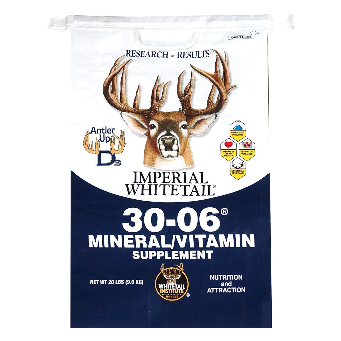 Whitetail Institute 30-06 Mineral and Vitamin Supplement for Deer Food Plots, Provides Antler-Building Nutrition and Attracts Deer, Original, 20 lbs
