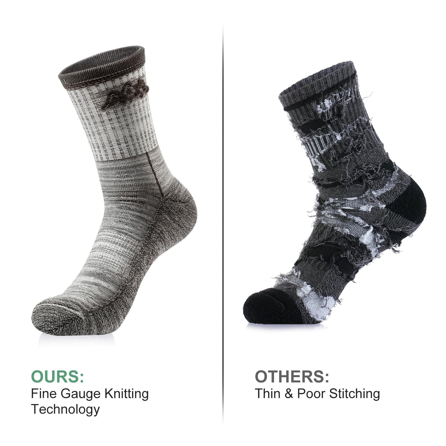 innotree 3 Pack Merino Wool Hiking Socks for Men & Women, Micro Crew Cushioned Moisture Wicking Trekking Socks