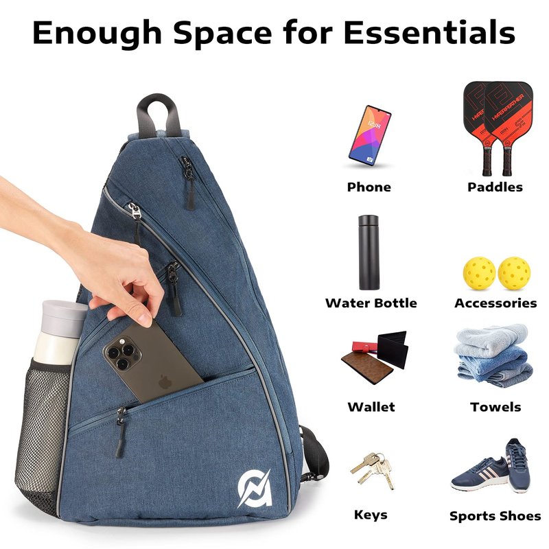 A11N SPORTS Pickleball Bag, Reversible Crossbody Sling Bag/Backpack for Women Men, Navy