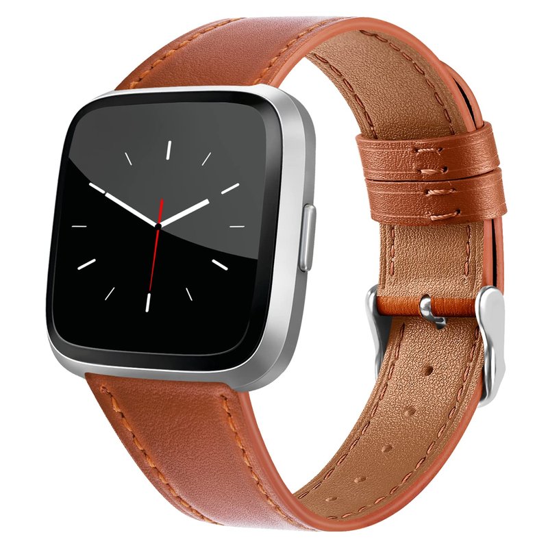 BOTNUW Leather Bands Compatible with Fitbit Versa 2 & Versa Lite Wristbands, Classic Fitbit Versa SE Replacement Leather Strap for Women & Men