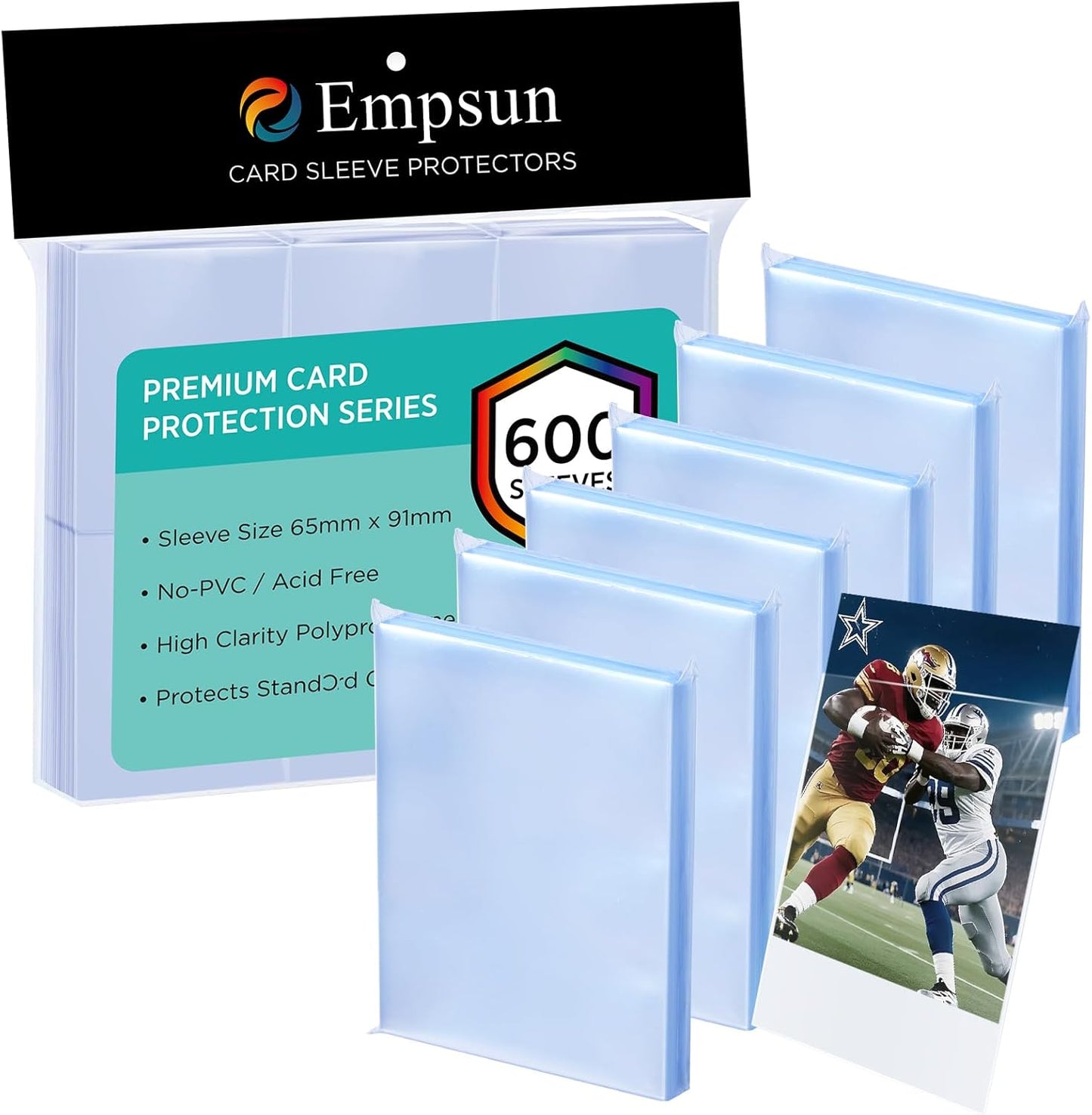 Empsun Clear Penny Soft Trading Card Sleeves - 600 Count Protectors for Sports & TCG Cards