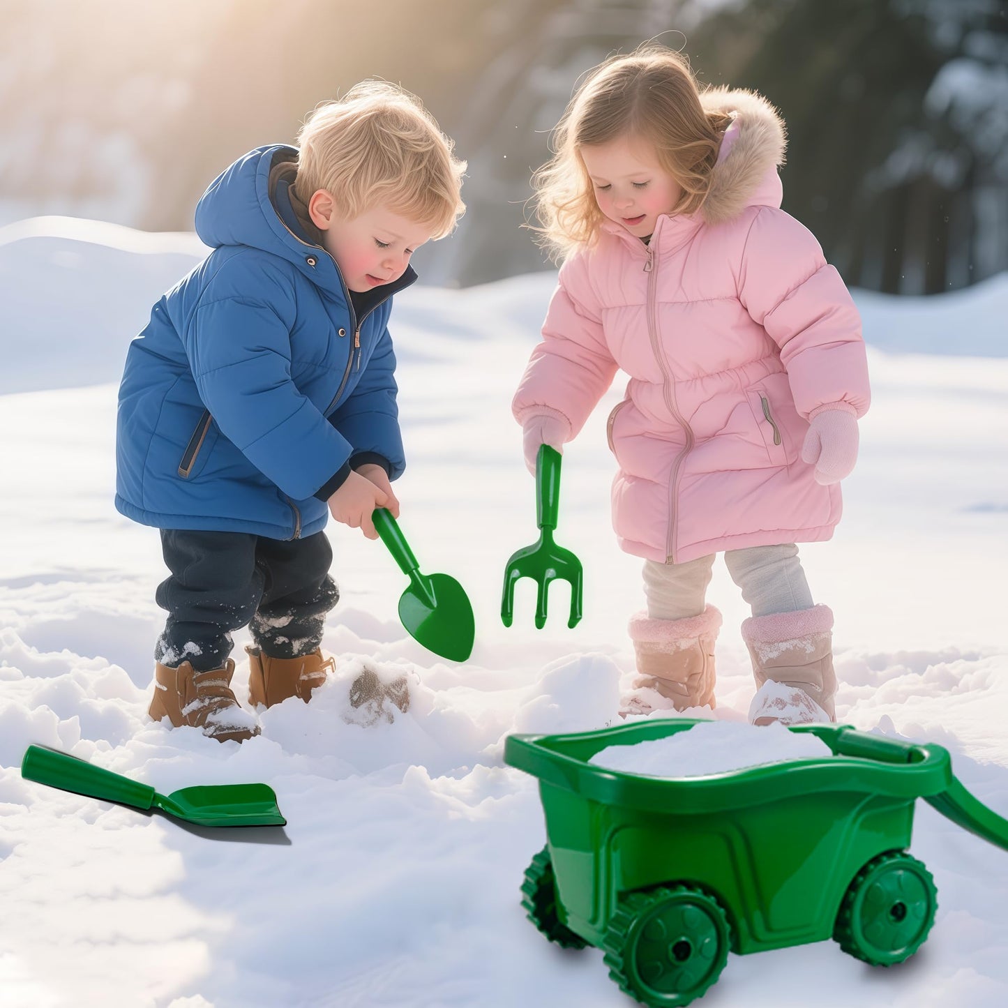 Kids Gardening Tools with Outdoor Yard Wheelbarrow Set Toys, Ages 3+