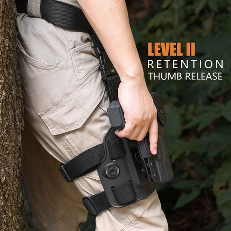 GUN & FLOWER Drop Leg Holster, Fits Glock 17/19 (Gen1-5), 22/23 /31/32 (Gen1-4), 19x /44/45, Level II Retention Duty Kydex Pistol Holster, Adjustable Strap & Ride Hight, Right Hand