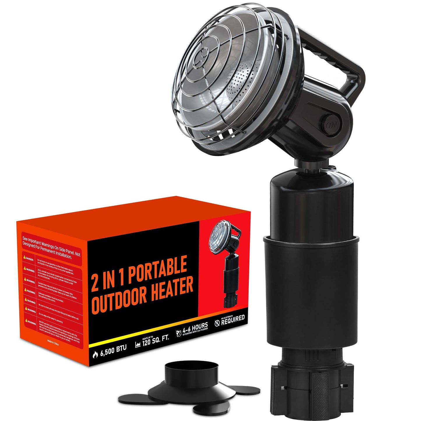6500-BTU Golf Cart Heater 2 in 1 Portable Propane Heater for Golf and Camping Golf Cart Accessories Winter Heating Helpers（1LB Propane Tank is Not Included）